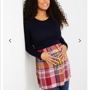 Babydoll Mixed Media Maternity Sweater medium